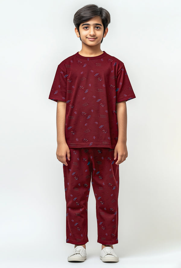 maroon night suit for kids