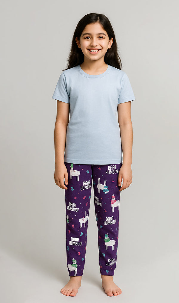 Girls T-shirt and Trouser (Purple and Sky)