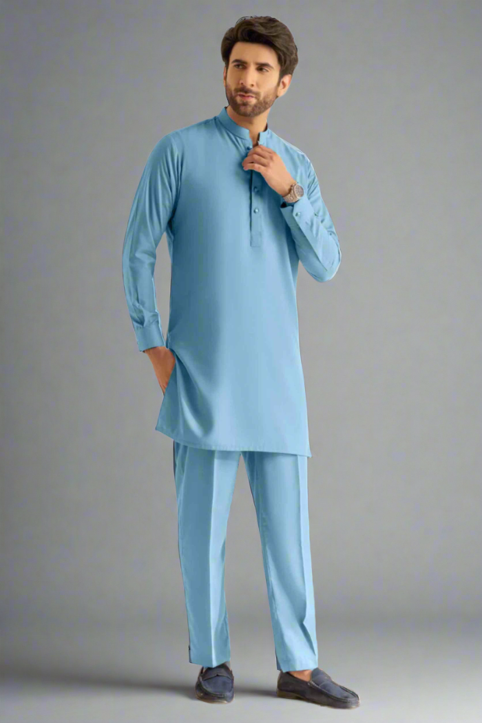 Light blue kurta white pajama hotsell