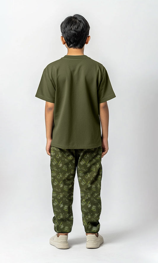 Boys T-shirt and Trouser (Green Bearing's)