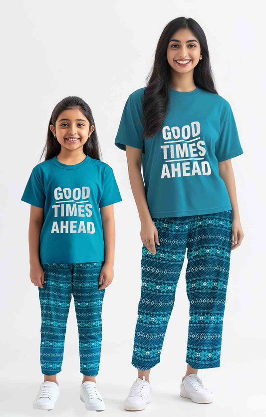 Teal-Blue T-shirt and Trouser (Good Times Ahead)