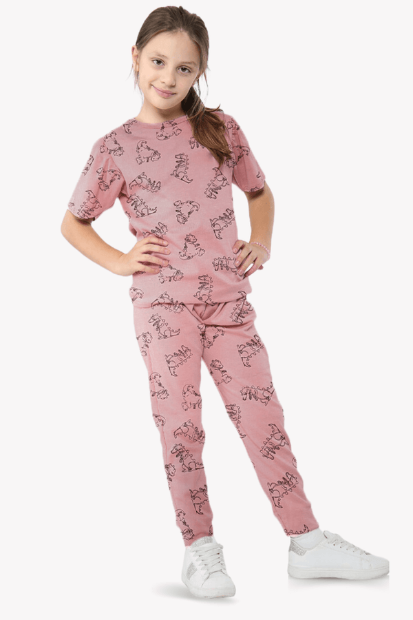 Girls T-shirt and Trouser (Powder Pink)