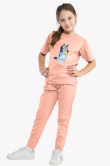 Girls Essential  T-Shirt and Trouser Set (pink)