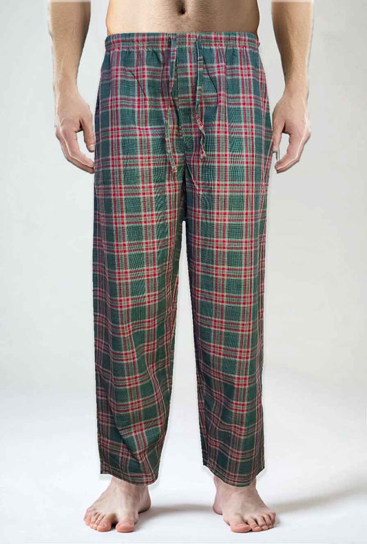 Men's Cotton Check Trouser (Grey-Red Plaid)