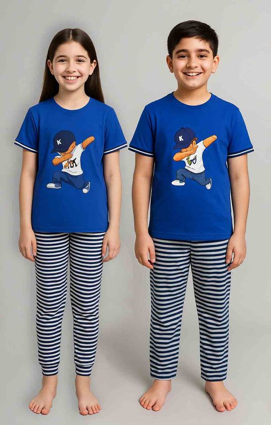 Unisex T-shirt and  Trouser (Black white Stripe)