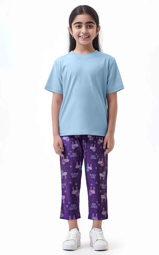 Unisex T-shirt and Trouser (Purple and Sky)