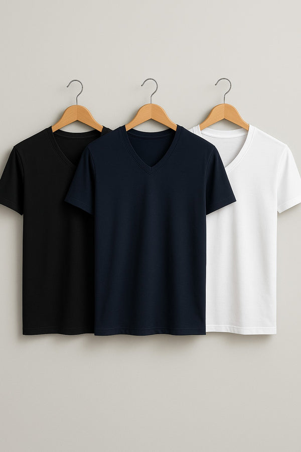 Men's Essential V-Neck Pack Of 3 (Short Sleeves)