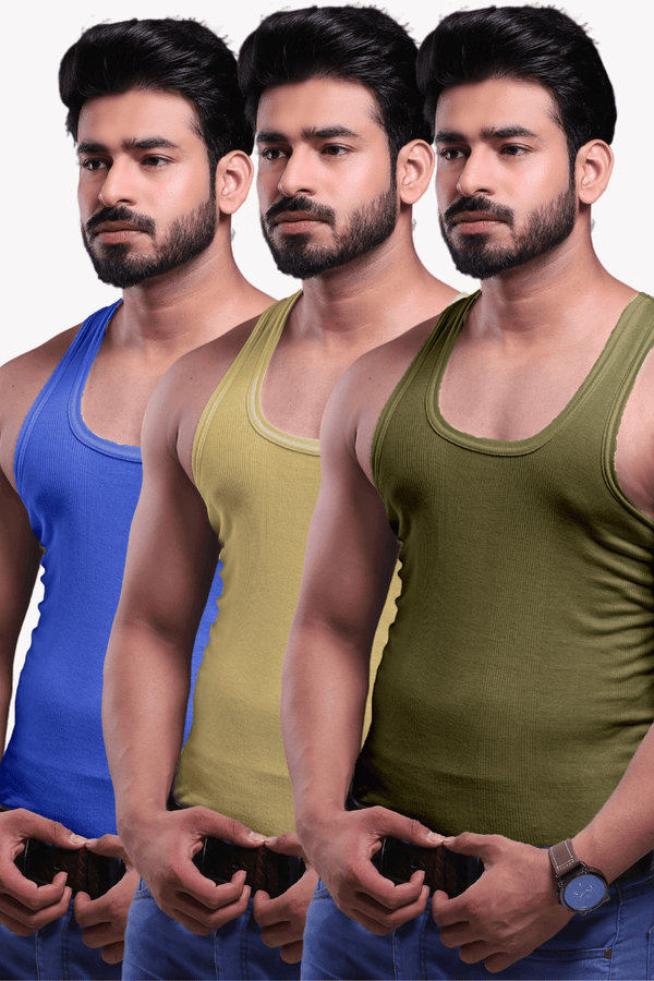 Men's Rib Sleeveless Assorted Vests 707 (Pack of 2) - Hinz Knit