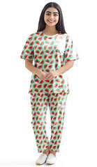 Women's Night Suit Short Sleeve (water melon Printed)