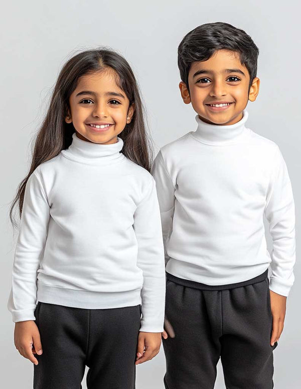 Girls/Boys High Neck Tops (White)