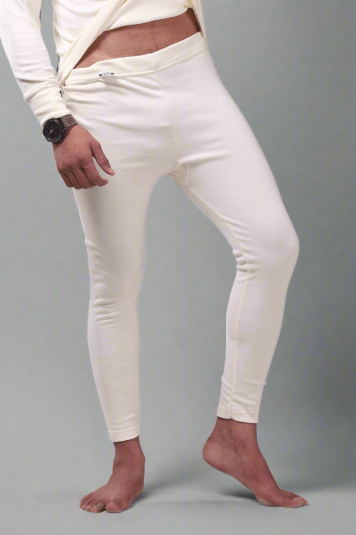 white Plain thermal trousers mens - Hinz Knit