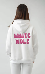 Unisex White Wolf Premium Fleece- Hoodie (White)