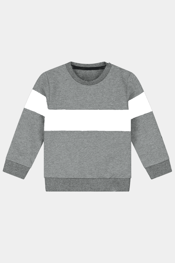 Kids Unisex Full Sleeves Block Sweat Shirt (Fleece) (White)
