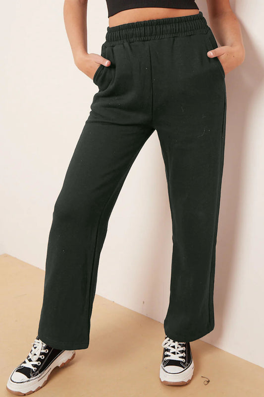 Straight Fleece Trousers (Dark cool Green)