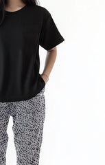 Women's printed suit short sleeve (Stretchable) Black