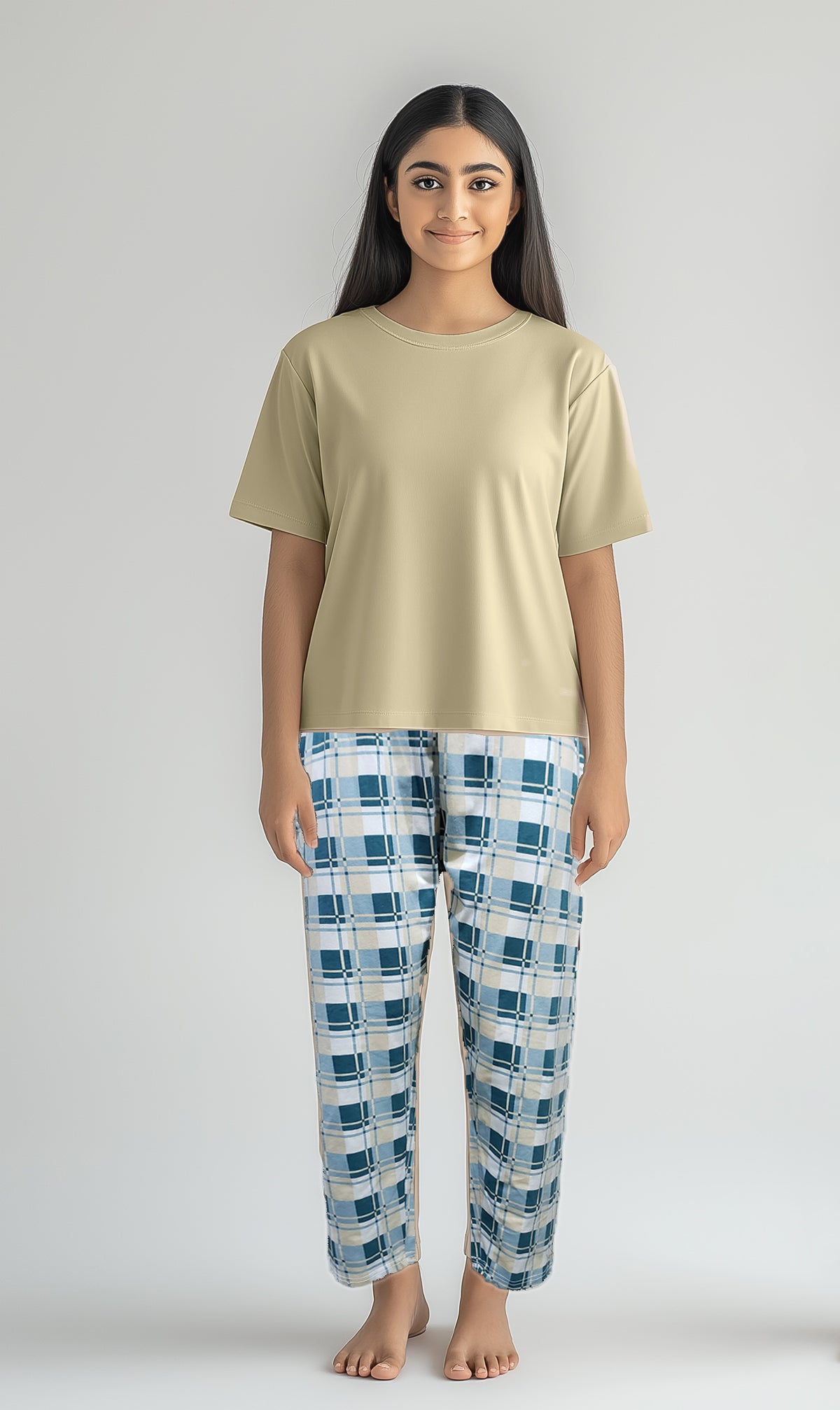 Women's Beige shirt and printed trouser (Stretchable)