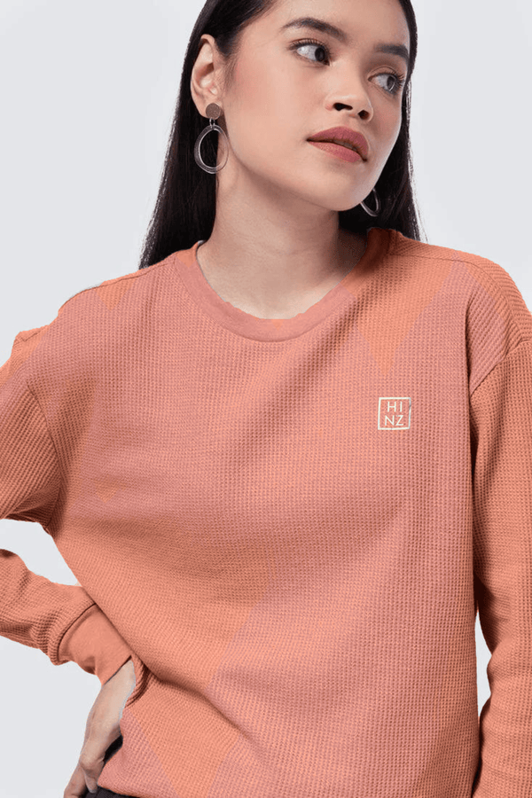 UNISEX Waffle  Crew Neck Sweat Shirt
