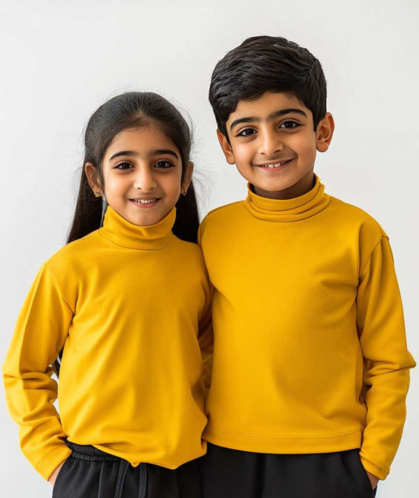 Girls/Boys High Neck Tops (Yellow)