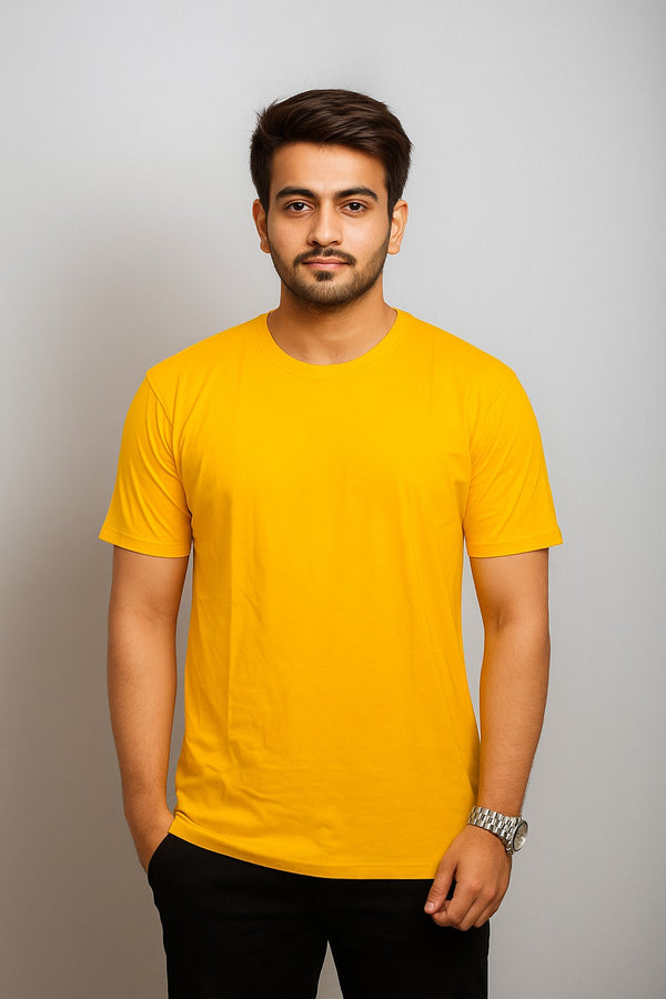 Men’s Essential Round Neck (Short Sleeves) (Yellow)