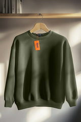 Regular Fit Unisex Crew Neck Long Sleeve Sweatshirt (Olive Green)