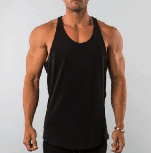 Loose fit black gym vest for men