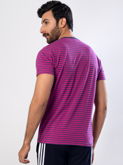Beetroot Purple Stripes Short Sleeve T-Shirt