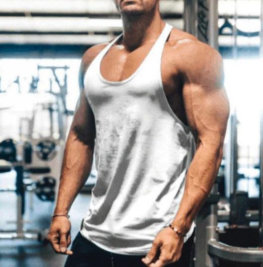 Loose fit white gym vest for men