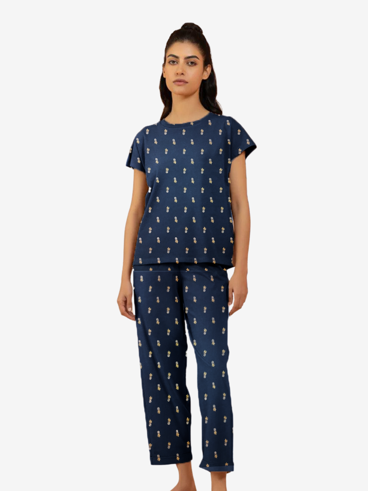 M&S Fit Women's Night Suit Short Sleeve (Pine-Apple)