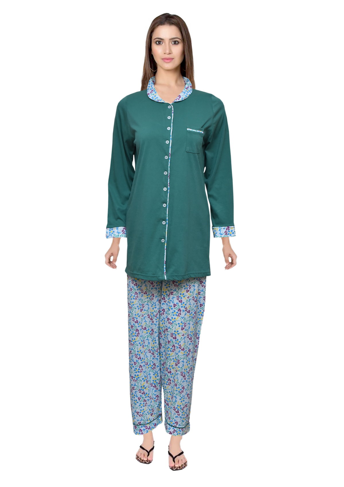 Women's Buttoned Night Suit