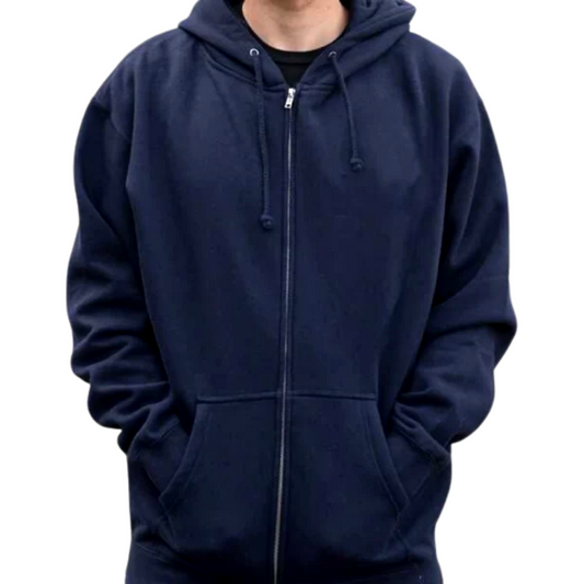 Men's Zipper Premium Fleece- Hoodie (Navy)