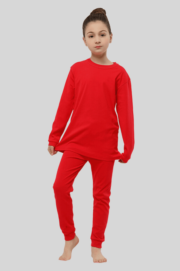 Girls Solid Suit Full Sleeves (RED)