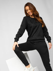 BLACK Fleece Sweatshirt & Tapered Joggers