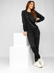 BLACK Fleece Sweatshirt & Tapered Joggers
