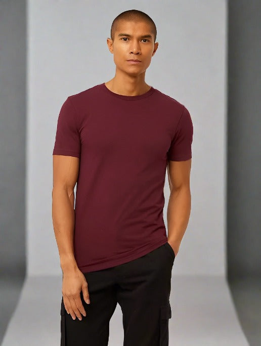 Burgundy Muscle Fit Short Sleeve T-Shirt