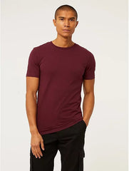 Burgundy Muscle Fit Short Sleeve T-Shirt