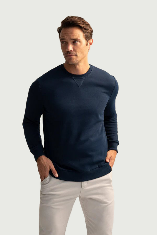 Regular Fit Crew Neck Long Sleeve Sweatshirt - Navy