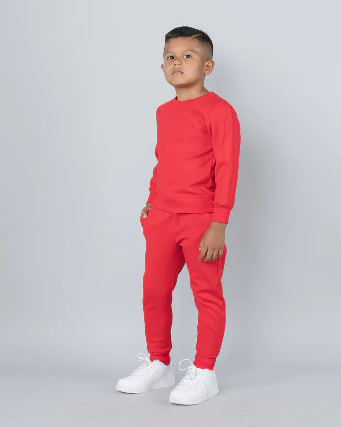 Kids Solid Suit Unisex Full Sleeves (RED)