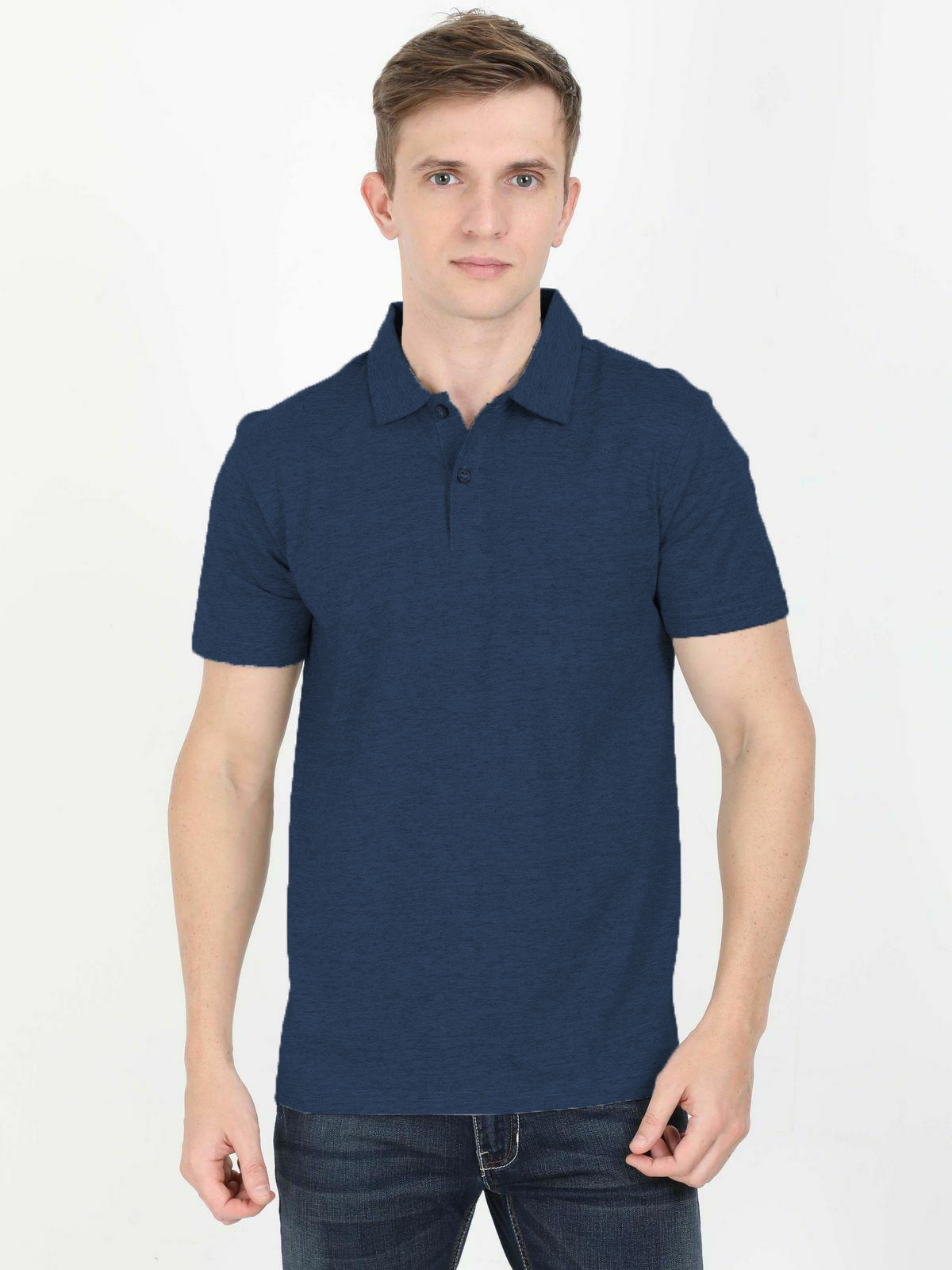 Navy Plain Polo Shirt for Men - Front