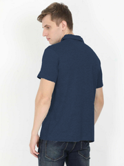 Navy Plain Polo Shirt for Men - Back