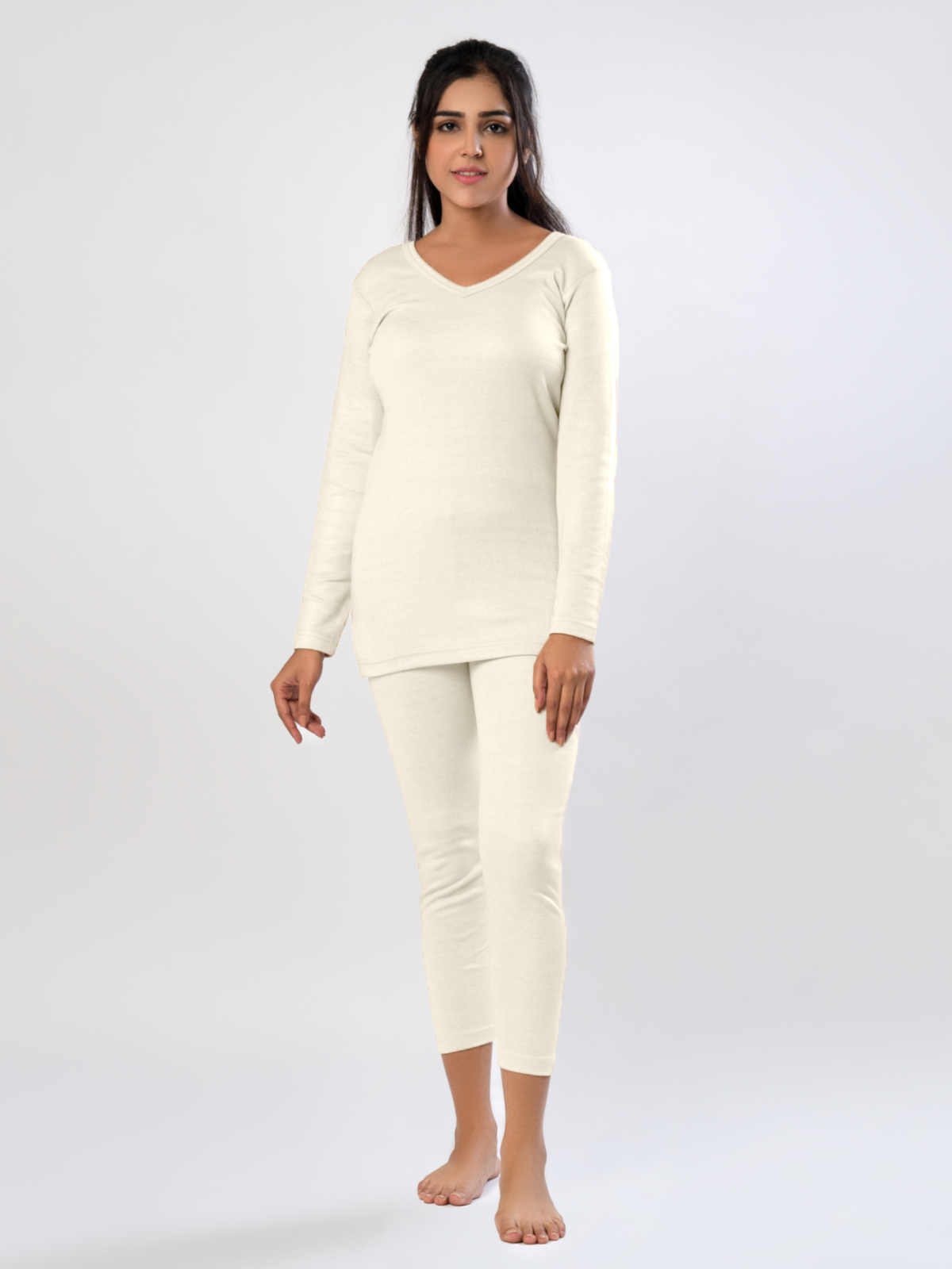 Women's Premium Warmer Set Full Sleeve - Off- White / S